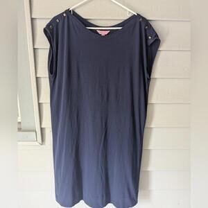 Lilly Pulitzer Robyn Shift Dress Navy Blue Cotton Jersey Stretch